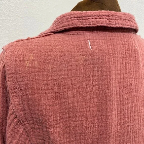 Free People Gauze Silver Lining Balloon Sleeve Shirt Top XS - Picture 9 of 10